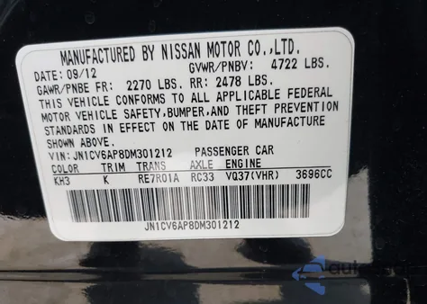 2013 Infiniti G37 Journey z USA, uszkodzony, nr VIN JN1CV6AP8DM301212